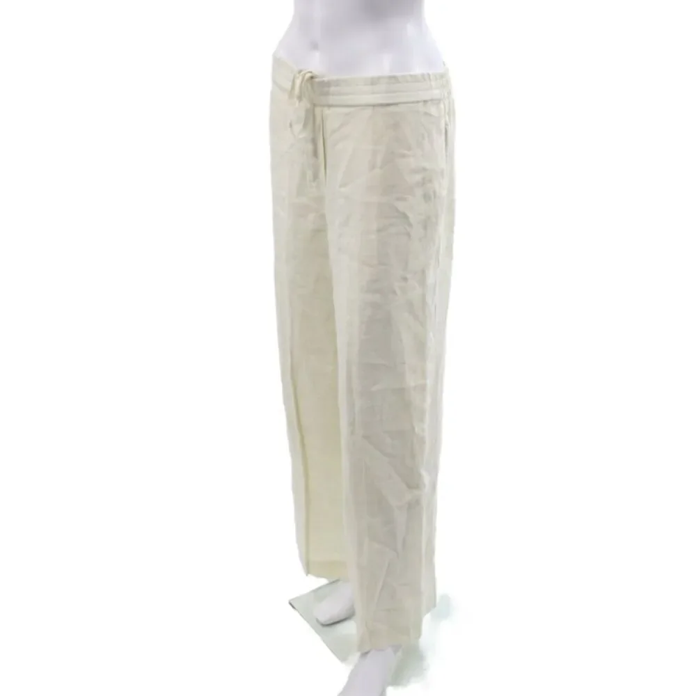 COS Womens Cropped Linen Pants Ivory Drawstring Casual Size 36